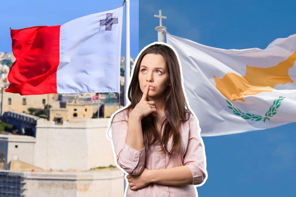 Une femme réfléchit entre Malte et Chypre pour ses vacances.