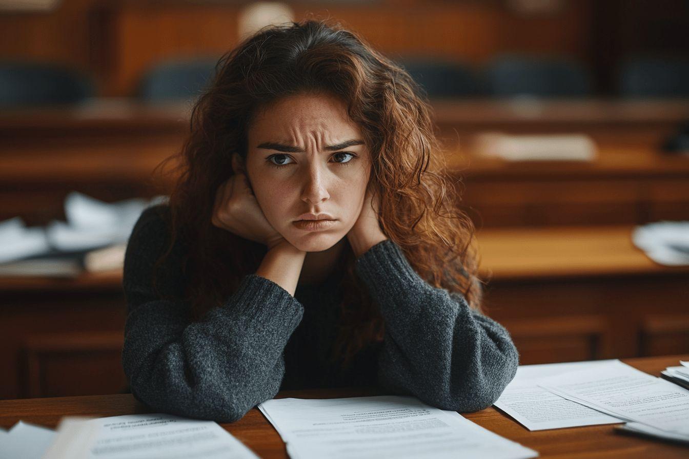 Jeune femme épuisée et contrariée dans un environnement académique