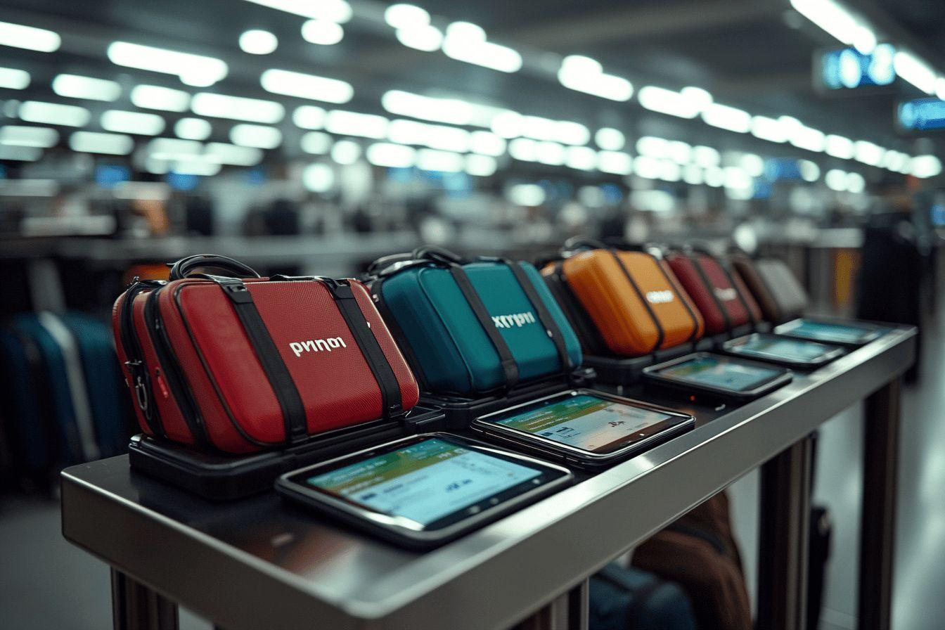 Rangée de tablettes électroniques avec étuis de différentes couleurs